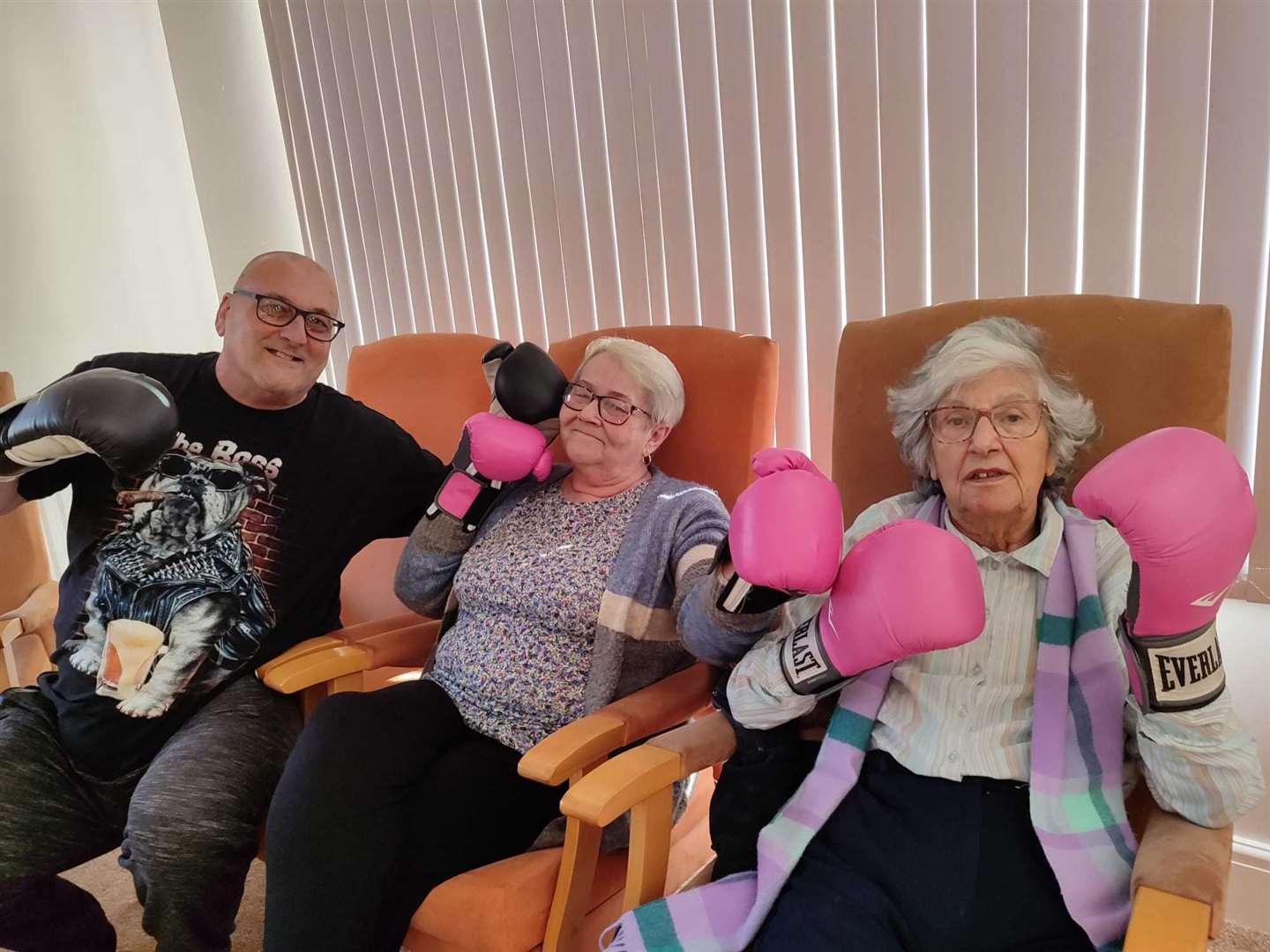 Left to right: Resident George Desantis, Julie Adlard and Sallie Anderson