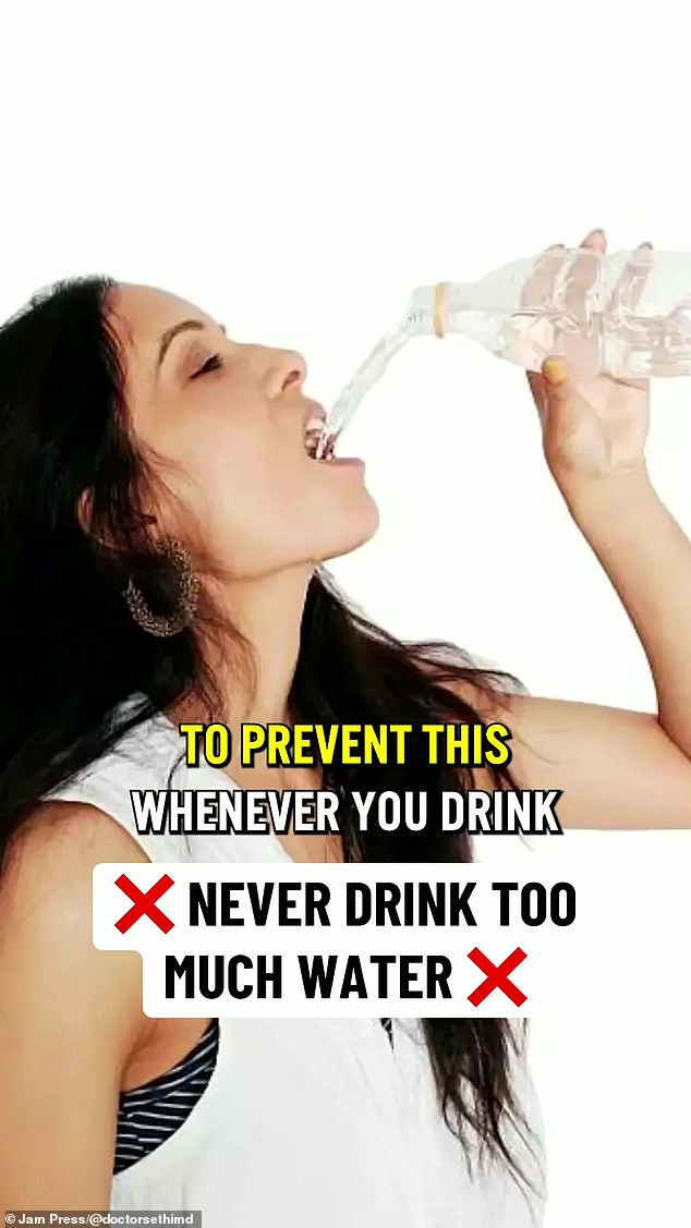 The 42-year-old explains that there is a condition called water intoxication, where a lot of water accumulates in the brain, which can be very dangerous.