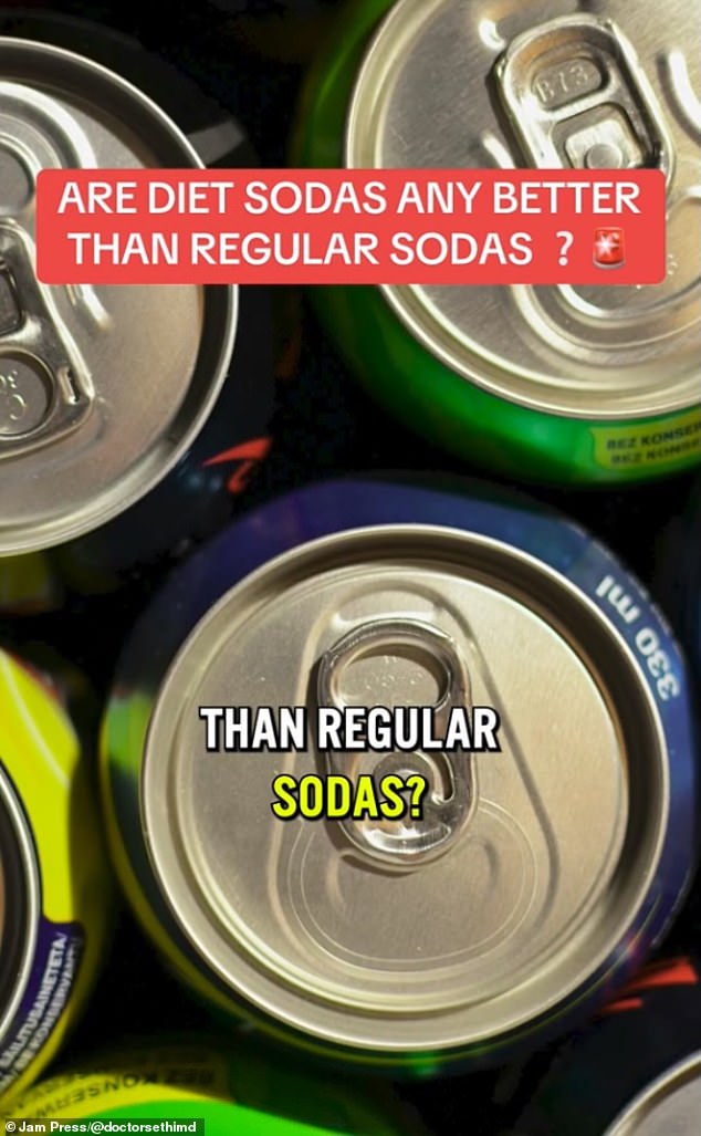 Dr. Sethi also said that drinking too much soda can be linked to kidney disease. 'High phosphorus content in diet sodas may contribute to chronic kidney disease,' he said in the video